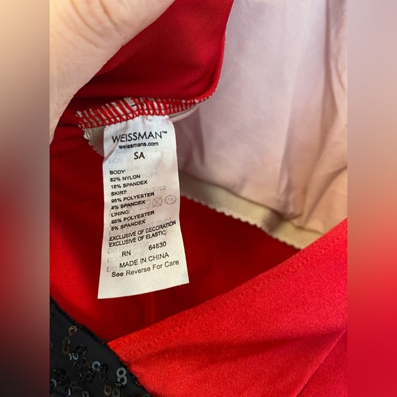 Weissman Elite Dance costume red black maxi mesh dress Alejandro D12165 SA adult - Picture 6 of 11